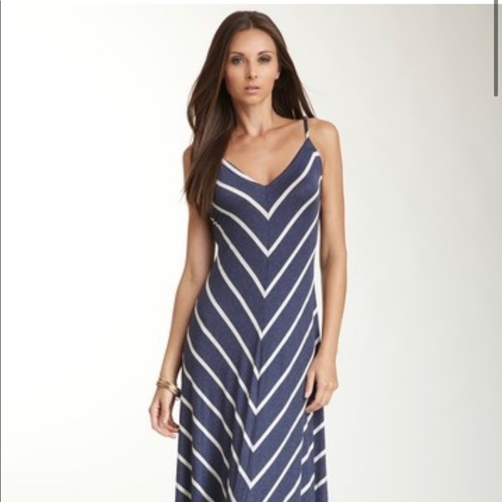 Matty M V striped Maxi Dress